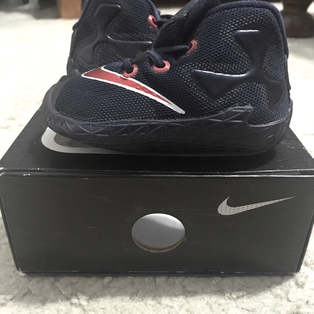 Newborn size 2C Nike Lebron XIII navy shoes
